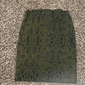 SO Olive and Black Snake Print Pencil Skirt